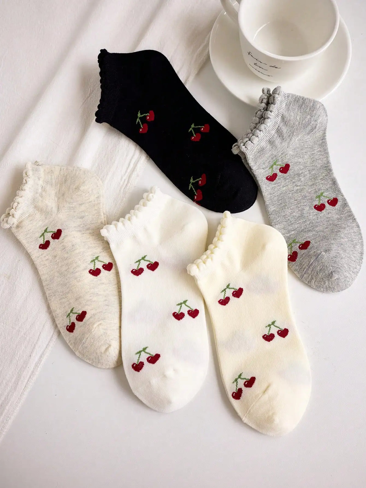 5 Pairs Women Polyester Elastane Casual Ankle Socks