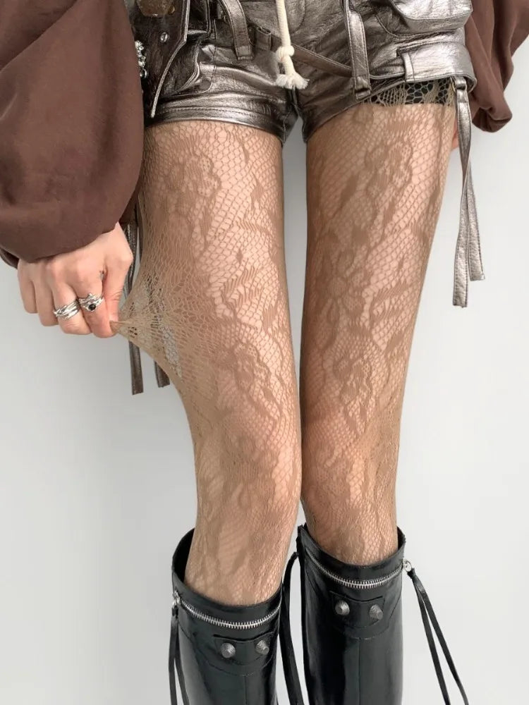 Floral Nylon Fishnet Pantyhose Mesh Tights