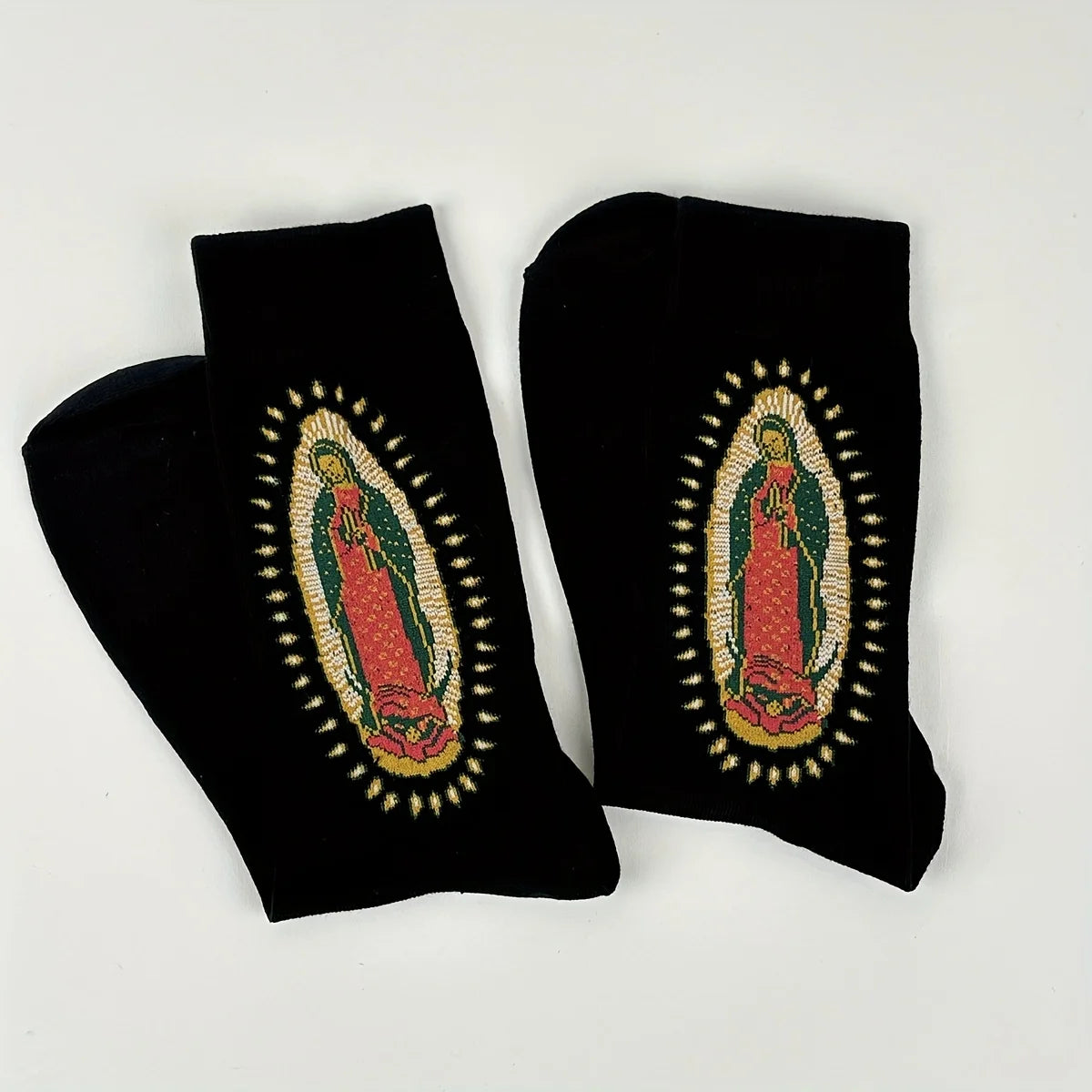 Polyester Elastane Portrait Print Mid Calf Casual Socks - 4