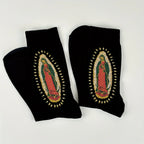 Polyester Elastane Portrait Print Mid Calf Casual Socks