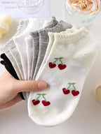 5 Pairs Women Polyester Elastane Casual Ankle Socks